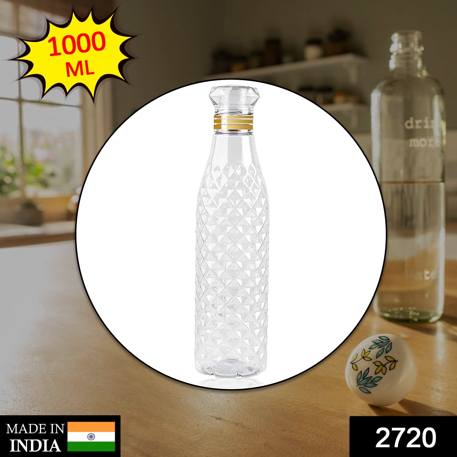 2720 Dimond Cut Water Bottle used by kids, children’s and even adults for storing and drinking water throughout travelling to different-different places and all. 2720 Dimond Cut Water Bottle used by kids, children’s and even adults for storing and drinking water throughout travelling to different-different places and all.